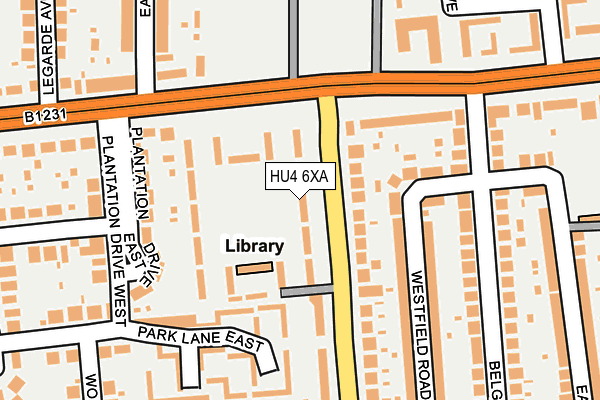 HU4 6XA map - OS OpenMap – Local (Ordnance Survey)