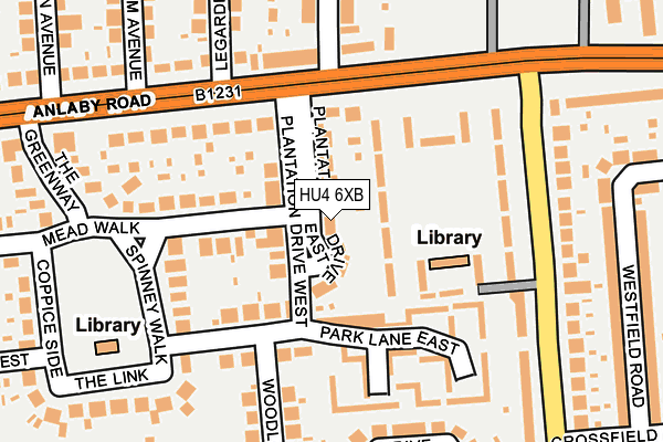 HU4 6XB map - OS OpenMap – Local (Ordnance Survey)