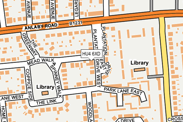 HU4 6XD map - OS OpenMap – Local (Ordnance Survey)