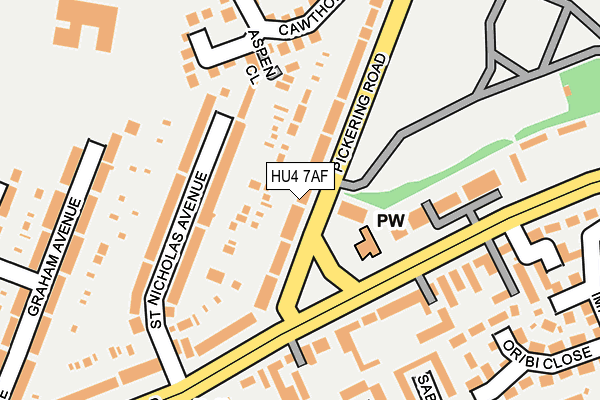 HU4 7AF map - OS OpenMap – Local (Ordnance Survey)