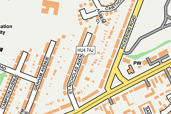 HU4 7AJ map - OS OpenMap – Local (Ordnance Survey)