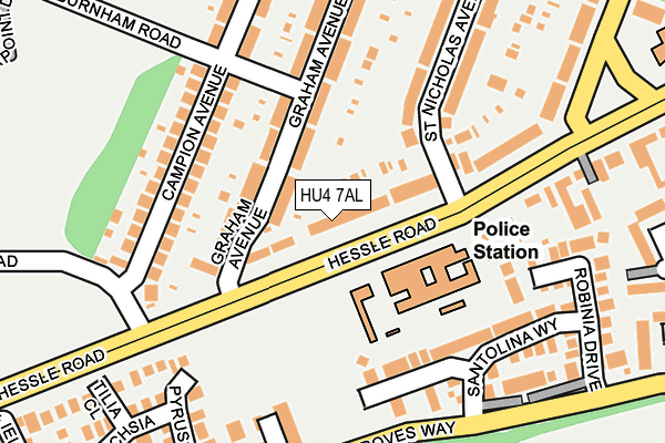 HU4 7AL map - OS OpenMap – Local (Ordnance Survey)