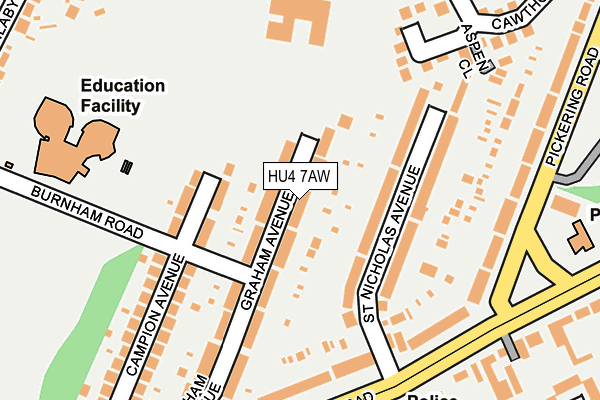 HU4 7AW map - OS OpenMap – Local (Ordnance Survey)