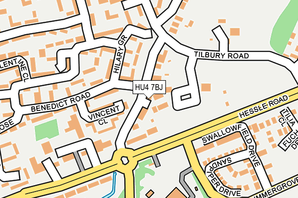 HU4 7BJ map - OS OpenMap – Local (Ordnance Survey)