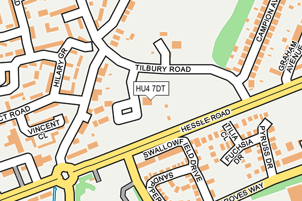 HU4 7DT map - OS OpenMap – Local (Ordnance Survey)