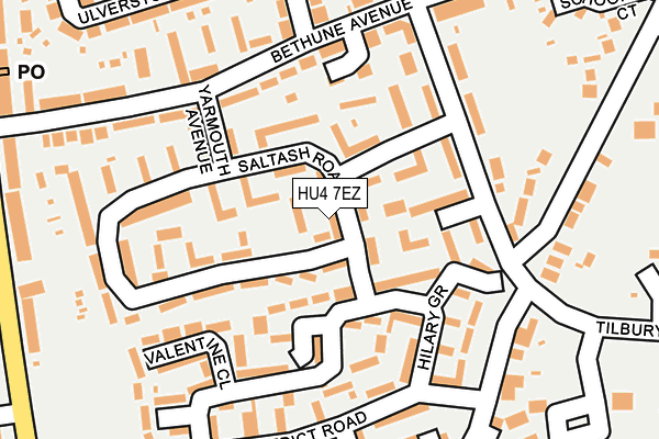 HU4 7EZ map - OS OpenMap – Local (Ordnance Survey)