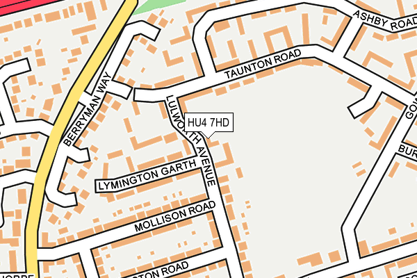HU4 7HD map - OS OpenMap – Local (Ordnance Survey)