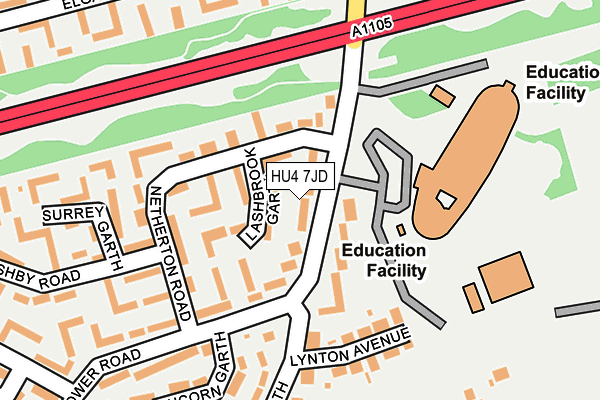 HU4 7JD map - OS OpenMap – Local (Ordnance Survey)