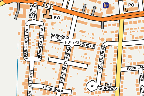 HU4 7PS map - OS OpenMap – Local (Ordnance Survey)