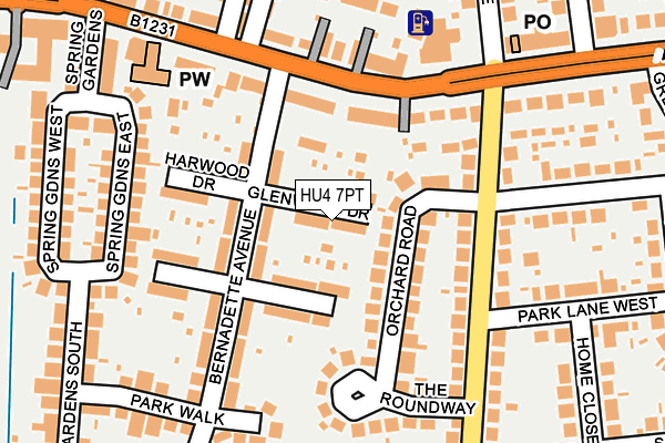 HU4 7PT map - OS OpenMap – Local (Ordnance Survey)