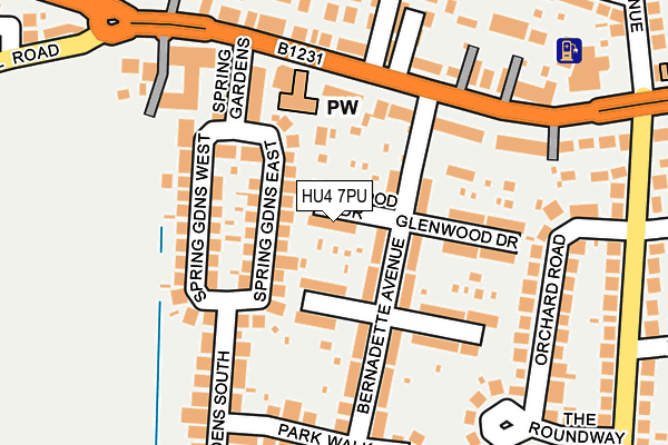 HU4 7PU map - OS OpenMap – Local (Ordnance Survey)