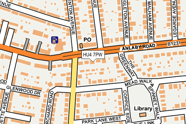 HU4 7PW map - OS OpenMap – Local (Ordnance Survey)