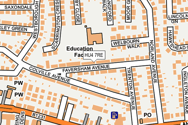 HU4 7RE map - OS OpenMap – Local (Ordnance Survey)