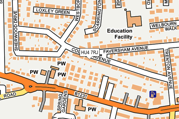 HU4 7RJ map - OS OpenMap – Local (Ordnance Survey)