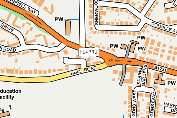 HU4 7RU map - OS OpenMap – Local (Ordnance Survey)