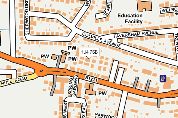 HU4 7SB map - OS OpenMap – Local (Ordnance Survey)