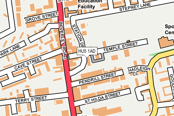 HU5 1AD map - OS OpenMap – Local (Ordnance Survey)