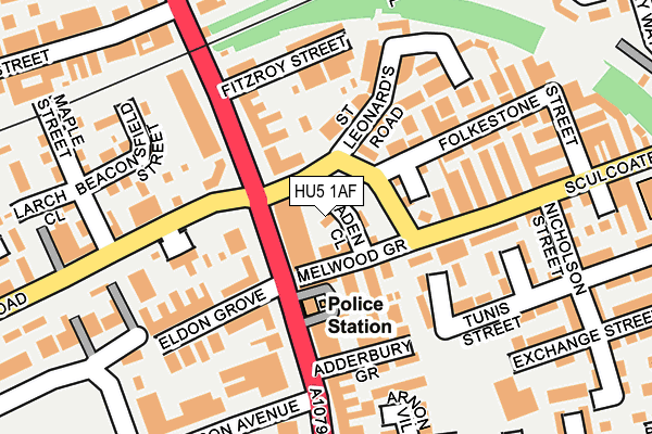 HU5 1AF map - OS OpenMap – Local (Ordnance Survey)
