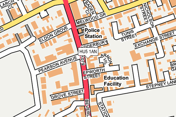 HU5 1AN map - OS OpenMap – Local (Ordnance Survey)