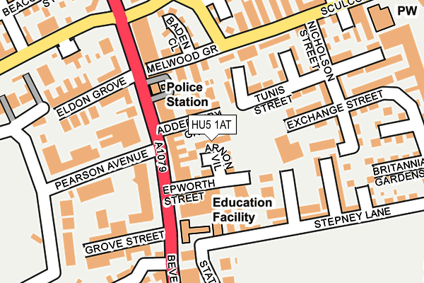 HU5 1AT map - OS OpenMap – Local (Ordnance Survey)