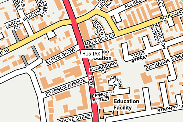 HU5 1AX map - OS OpenMap – Local (Ordnance Survey)