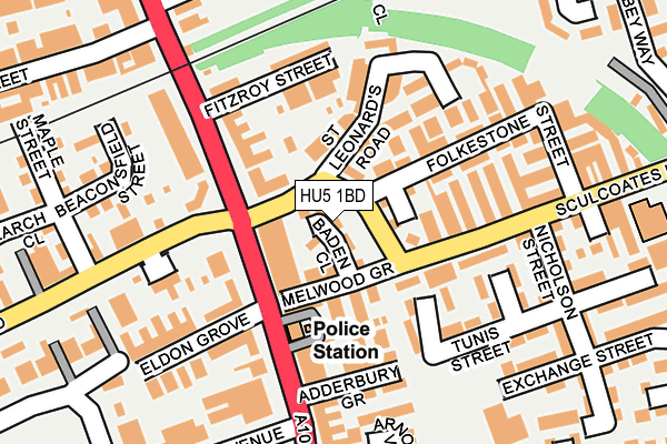 HU5 1BD map - OS OpenMap – Local (Ordnance Survey)