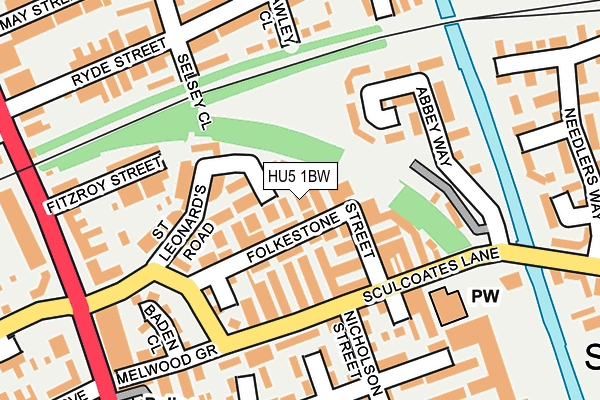 HU5 1BW map - OS OpenMap – Local (Ordnance Survey)