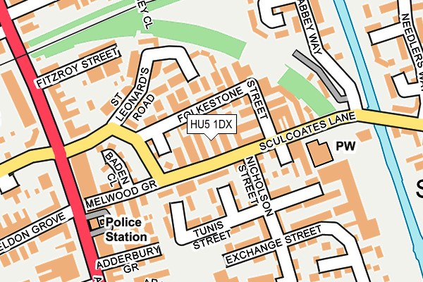 HU5 1DX map - OS OpenMap – Local (Ordnance Survey)