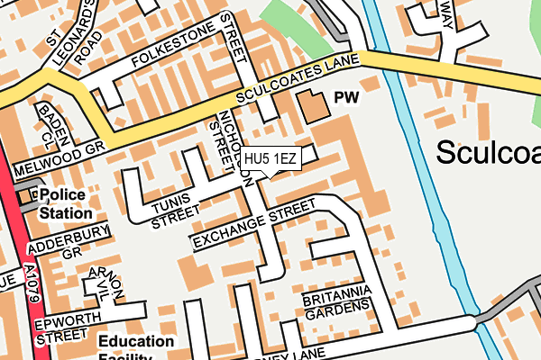 HU5 1EZ map - OS OpenMap – Local (Ordnance Survey)