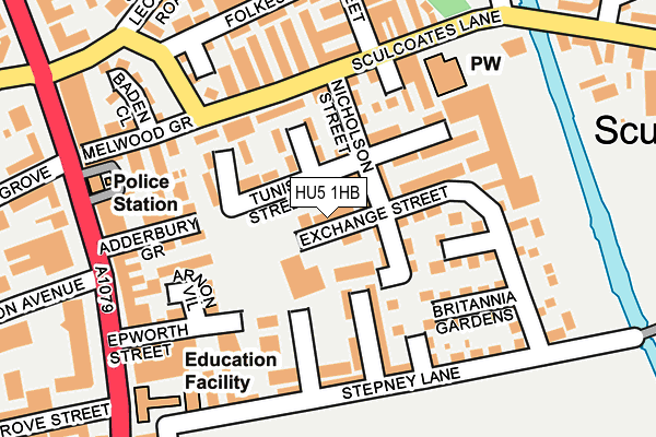 HU5 1HB map - OS OpenMap – Local (Ordnance Survey)