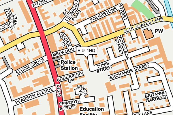 HU5 1HQ map - OS OpenMap – Local (Ordnance Survey)
