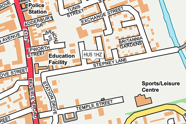 HU5 1HZ map - OS OpenMap – Local (Ordnance Survey)