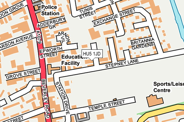 HU5 1JD map - OS OpenMap – Local (Ordnance Survey)