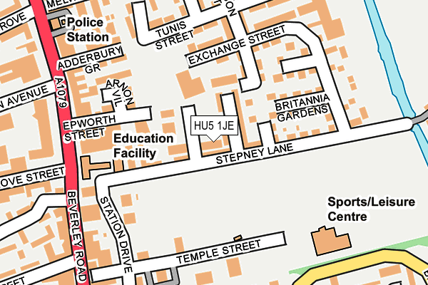 HU5 1JE map - OS OpenMap – Local (Ordnance Survey)