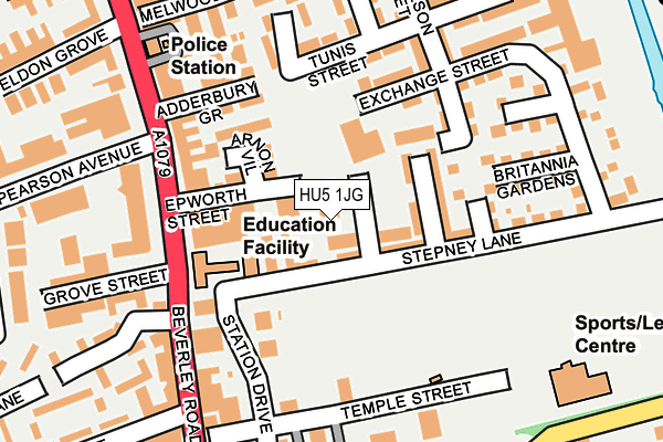 HU5 1JG map - OS OpenMap – Local (Ordnance Survey)
