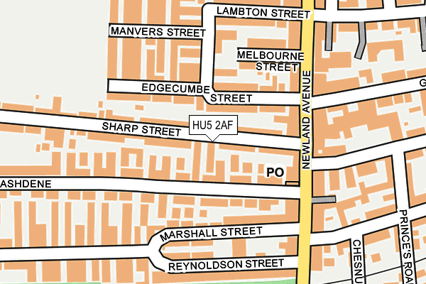 HU5 2AF map - OS OpenMap – Local (Ordnance Survey)