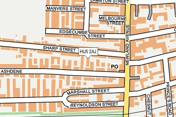 HU5 2AJ map - OS OpenMap – Local (Ordnance Survey)