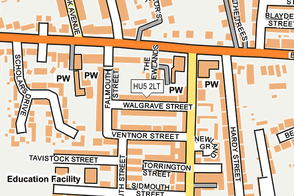HU5 2LT map - OS OpenMap – Local (Ordnance Survey)