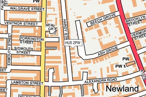 HU5 2PW map - OS OpenMap – Local (Ordnance Survey)