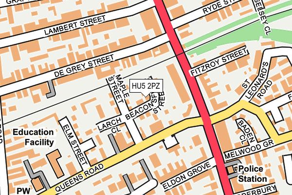 HU5 2PZ map - OS OpenMap – Local (Ordnance Survey)