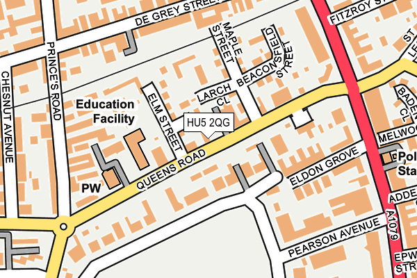 HU5 2QG map - OS OpenMap – Local (Ordnance Survey)