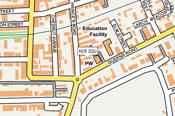 HU5 2QU map - OS OpenMap – Local (Ordnance Survey)