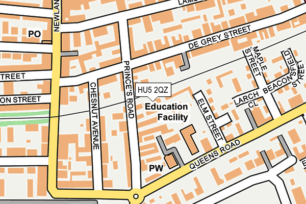 HU5 2QZ map - OS OpenMap – Local (Ordnance Survey)