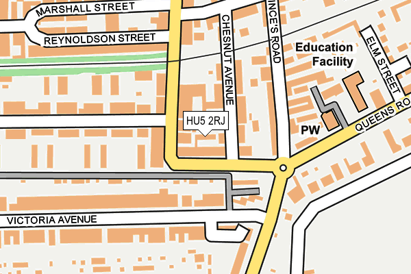HU5 2RJ map - OS OpenMap – Local (Ordnance Survey)