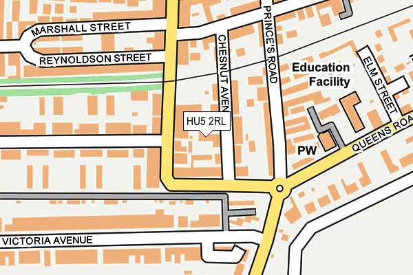 HU5 2RL map - OS OpenMap – Local (Ordnance Survey)