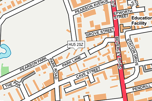 HU5 2SZ map - OS OpenMap – Local (Ordnance Survey)