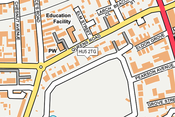 HU5 2TG map - OS OpenMap – Local (Ordnance Survey)
