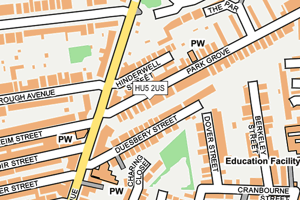 HU5 2US map - OS OpenMap – Local (Ordnance Survey)