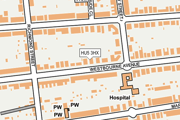 HU5 3HX map - OS OpenMap – Local (Ordnance Survey)