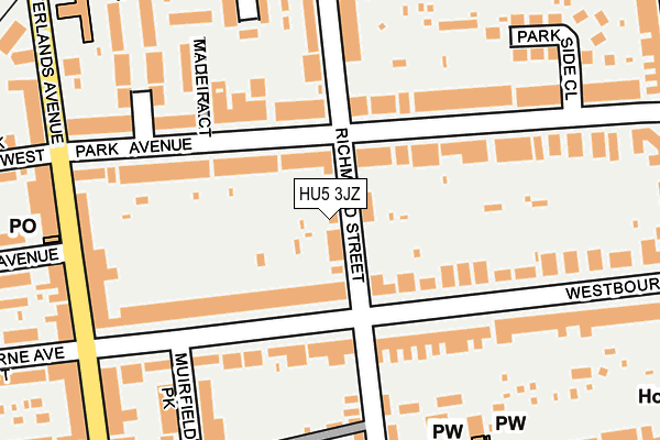 HU5 3JZ map - OS OpenMap – Local (Ordnance Survey)